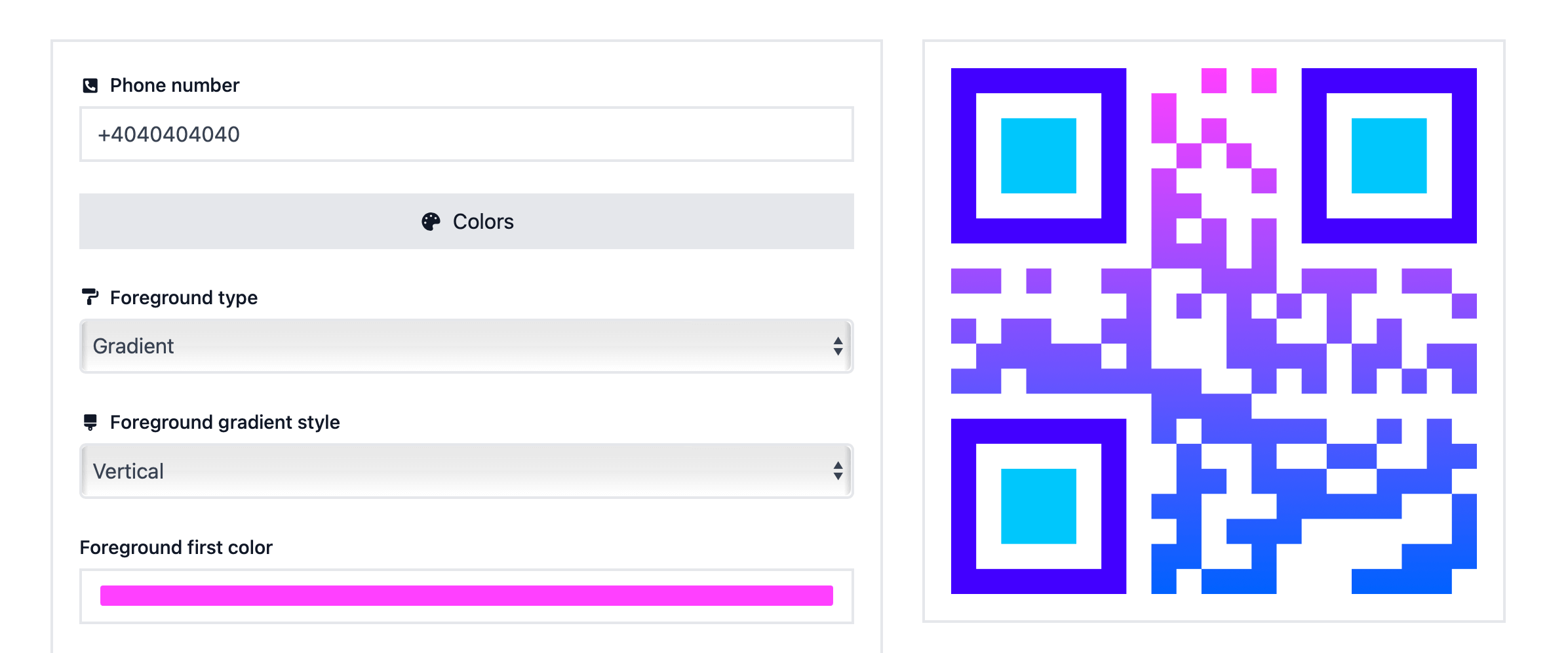 screenshot of QR Code Generator